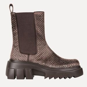Chocolate Brown Crystal Chunky Boots
